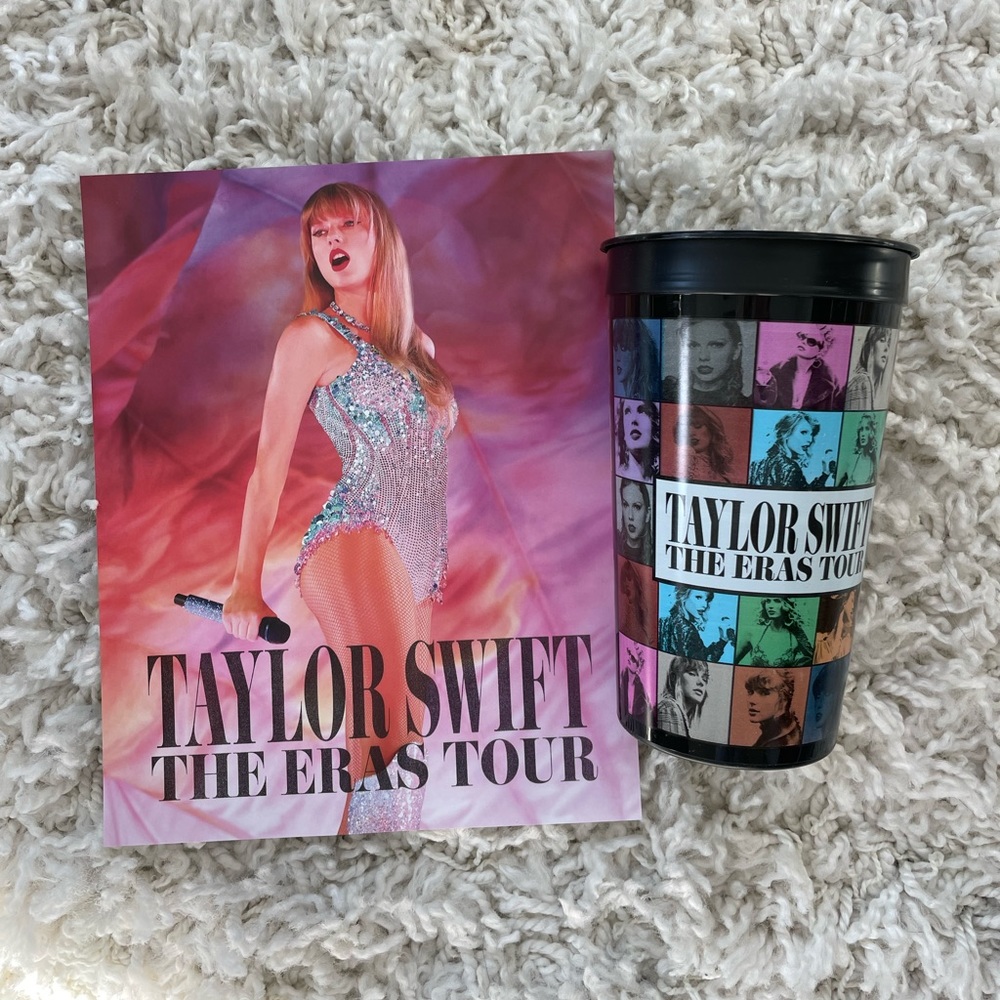 Taylor Swift Eras Tour Movie poster and cup